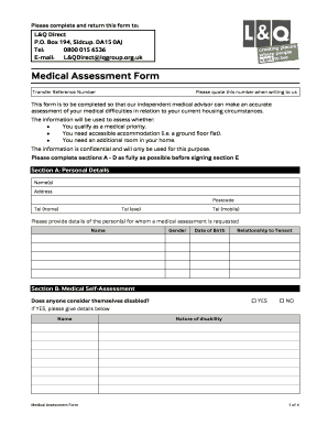 L Q Medical Assessment Form