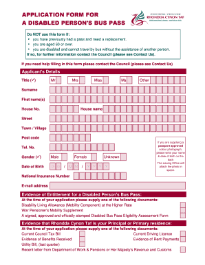 Rct Bus Pass Application Form
