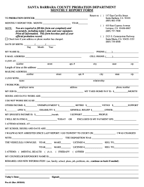 Monthly Report Form Santa Barbara County Countyofsb