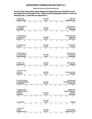 Supervision Personalisation Form Cooper