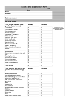  Printable Income and Expenditure Form 2013-2024