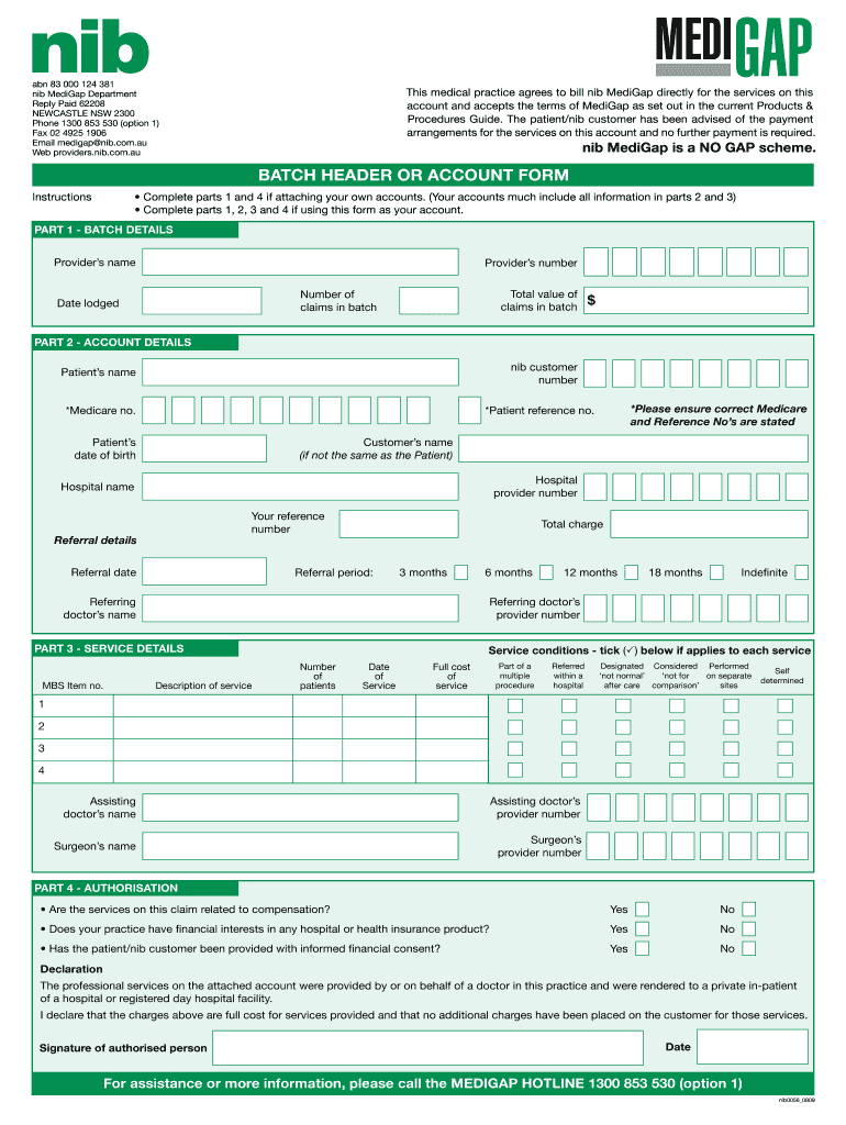  Nib Batch Header Form 2009-2024