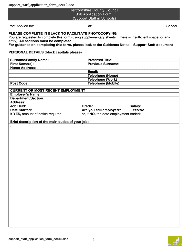  Application Form  Support  Hertfordshire Grid for Learning 2012-2024