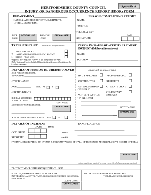 Dangerous Occurrence Report Form