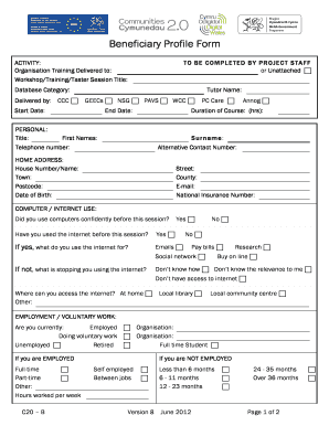 Beneficiary Profile Individual Form