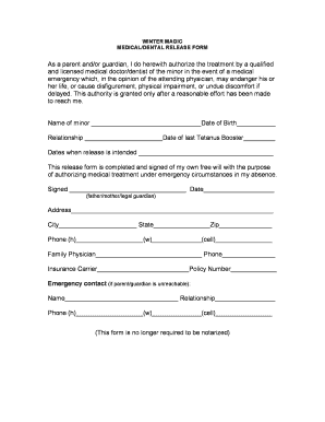 Sports Medical Release Form