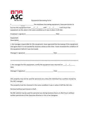 Forms for Borrowing Equipment