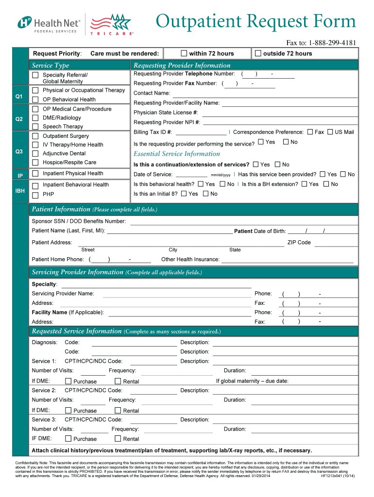 Outpatient Request Form