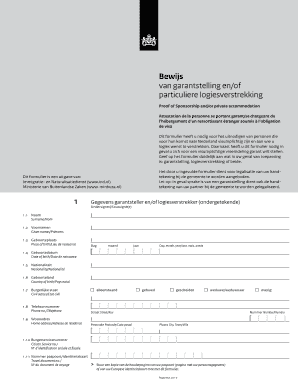 Bewijs Van Garantstelling En of Particuliere Logiesverstrekking PDF  Form