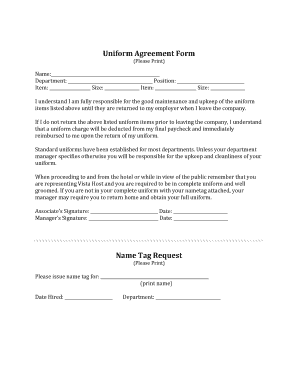 Uniform Agreement Template