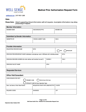  Standardized Prior Authorization Form Instructions Well Sense 2013-2024