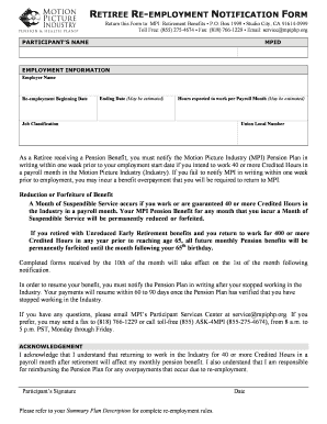Mpi Re Employment Notification Form