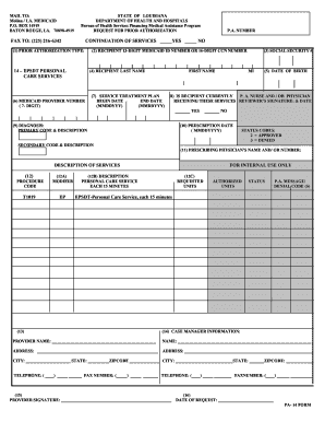 PA 14 Form Louisiana Medicaid