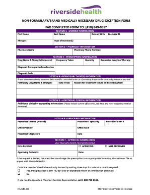 Non Formulary Drug Exception Form Riverside Health