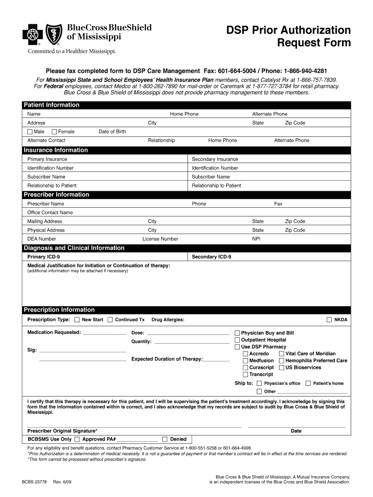  Prior Authorization Form 2009-2024