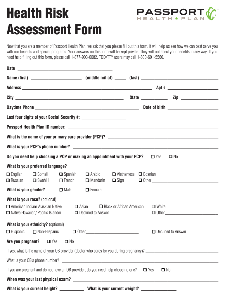 Get and Sign Health Risk Assessment  Form