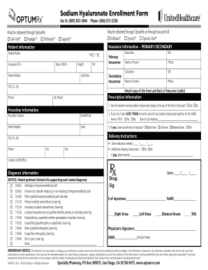 Medical Prior Authorization Step Edit Request Hyaluronate Acids Form