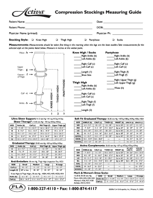 Activa Stockings Size Chart PDF  Form