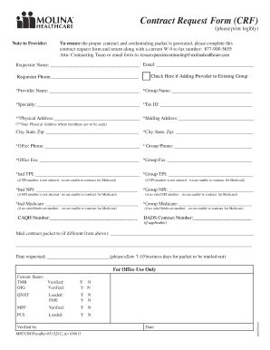 Molina Contract Request Form