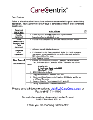 Provider Application Kit Carecentrix  Form