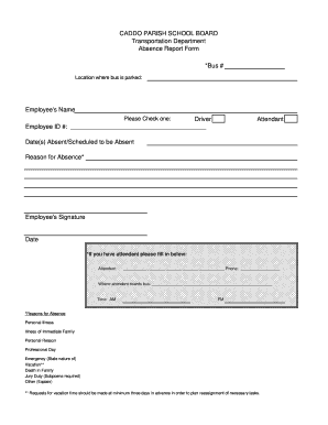 Caddo Parish School Calendar  Form