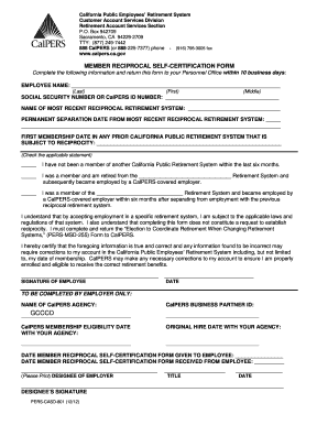 Calpers Member Reciprocal Self Certification Form 2012