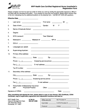 Registation Form for Health Care