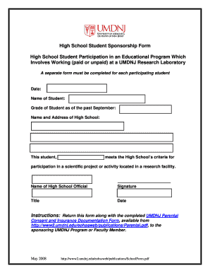 Request for High Skul Sponsership  Form