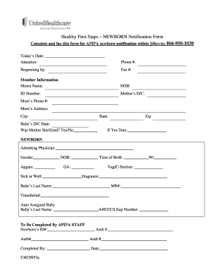 NEWBORN Notification Form UHCCommunityPlan Com