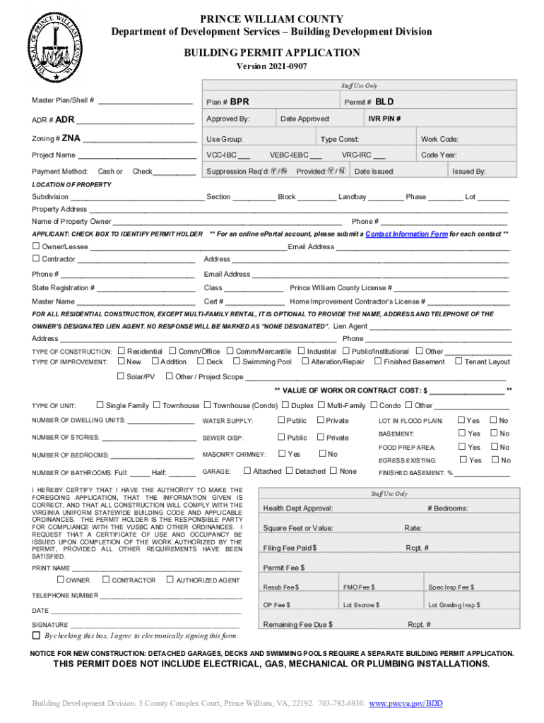 BUILDING PERMIT APPLICATION Rapid Permit Service, Inc  Form