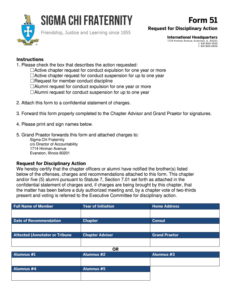 Sigma Chi Form 51