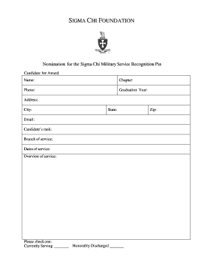 Sigma Chi Military Pin  Form