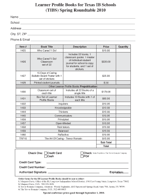 Learner Profile Template South Africa  Form