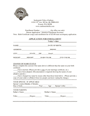 Snohomish Tribe Enrollment  Form