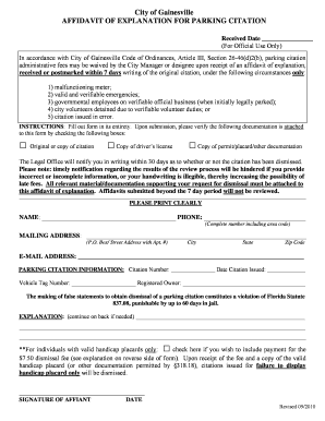 Affidavit of Explanation  Form