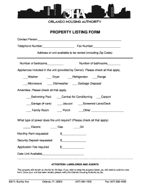 Orlando Housing Authority Orlando Fl  Form