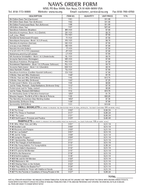 Na Literature Order Form