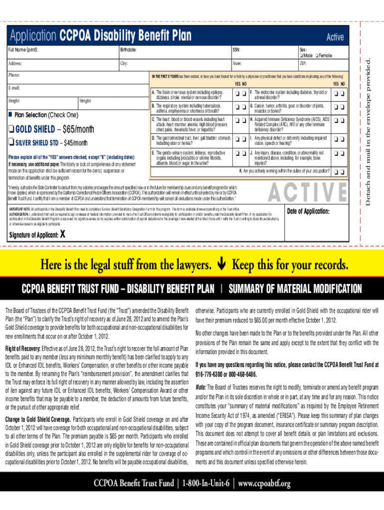 Ccpoa Gold Shield  Form