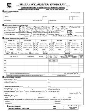 Existing Member Benefit TerminationChange Form Kelly