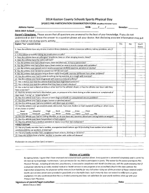 Gaston County Sports Physical  Form