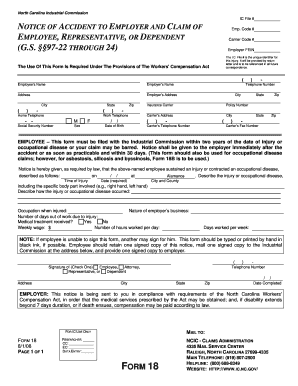 FORM 18 North Carolina Industrial Commission NC Gov Nclm