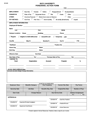 Personal Action Form