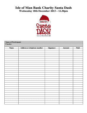 Santa Dash Sponsor Form