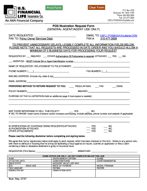 Us Financial Life Insurance  Form