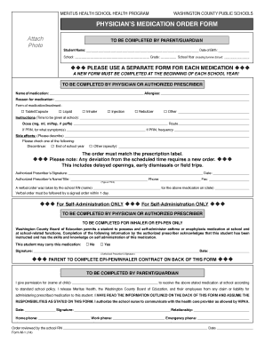 Physician Medication Order Form 2014-2024