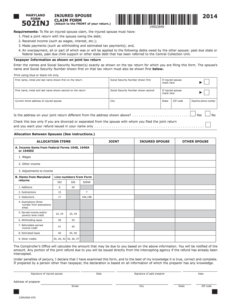  Maryland 502inj Form 2019