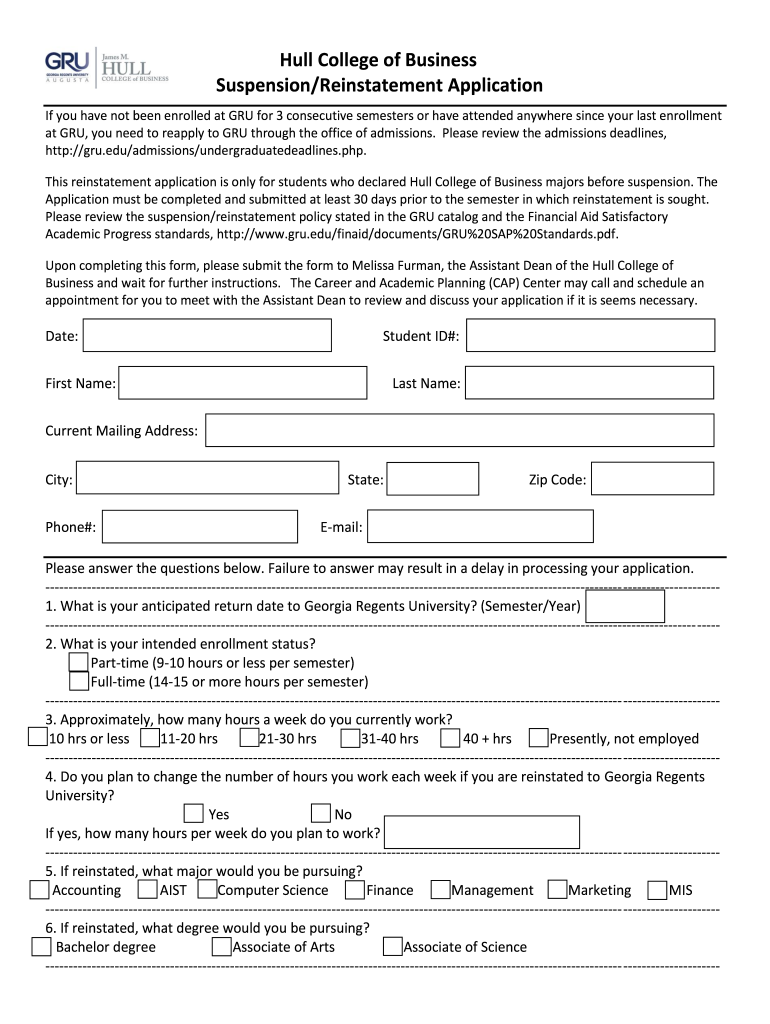 Get and Sign Gru Reinstatement Form 
