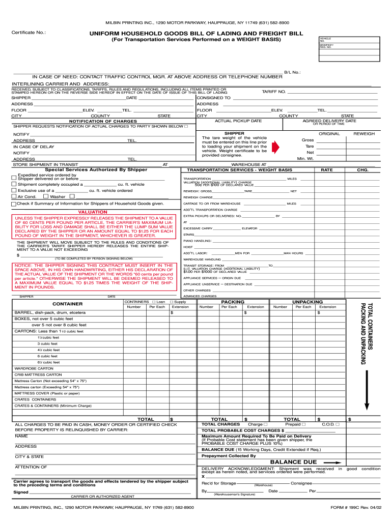 Milburn Printing  Form