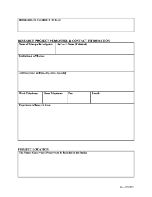 RESEARCH PERMIT APPLICATION the Nature Conservancy in Nature  Form