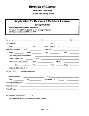 Apply for Peddlers License Online  Form